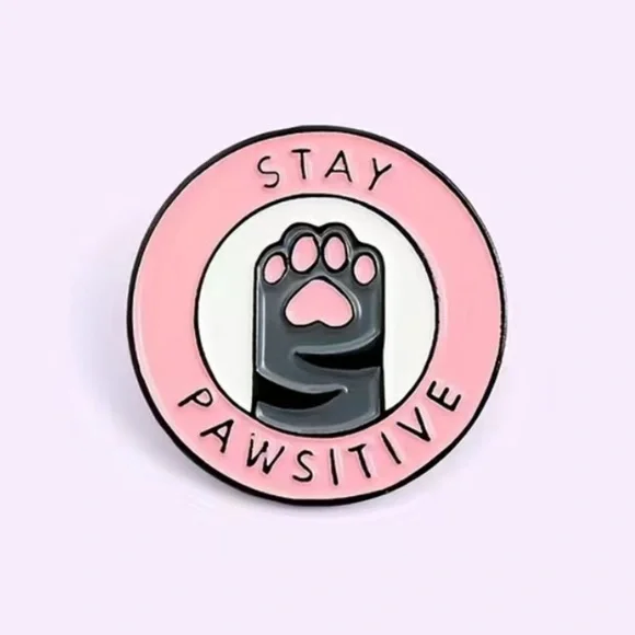 (3/$15) Stay Pawsitive Enamel Pin - Picture 1 of 4